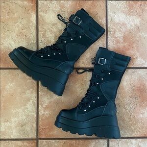 Black Platform Combat Boots
